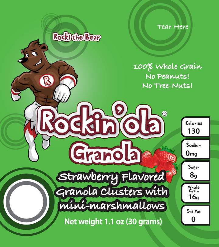 Rockin'ola Strawberry Granola With Mini Marshmallow-30 Gram-250/Case