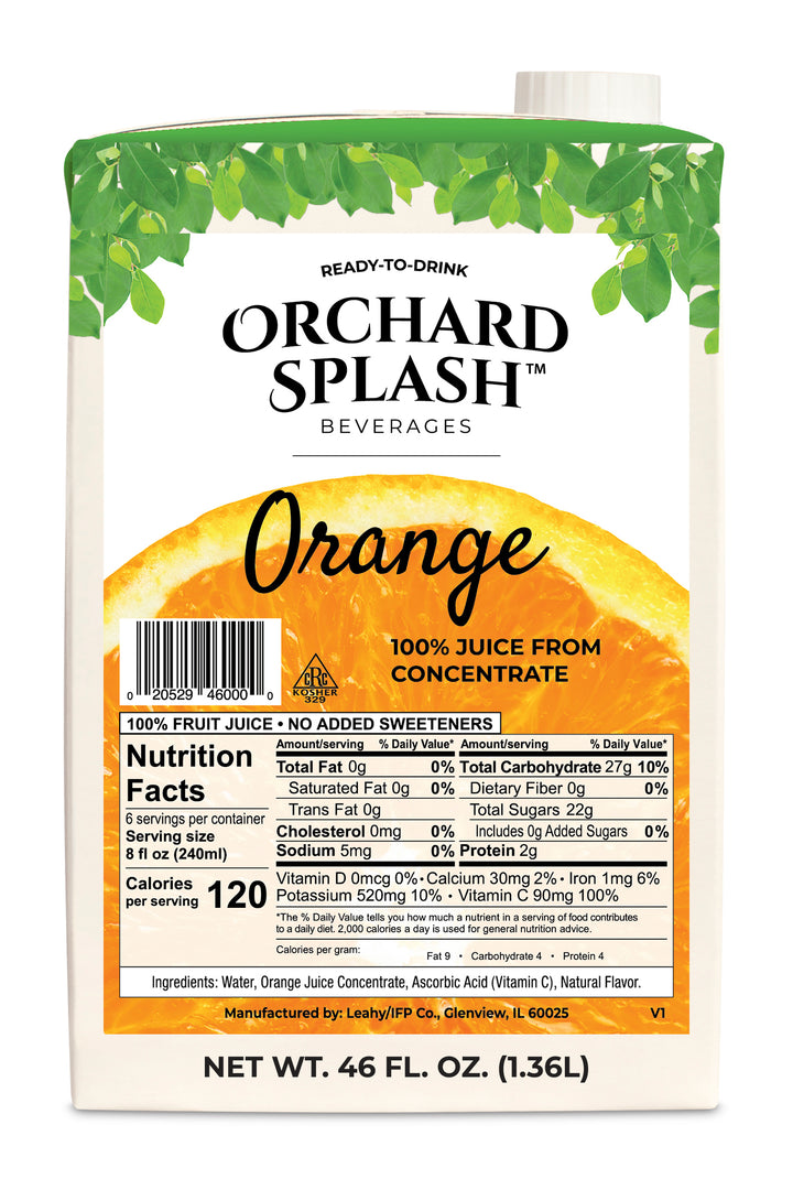 Orchard Splash Juice Aseptic 100% Orange Ready To Serve-46 oz.-1/Box-12/Case