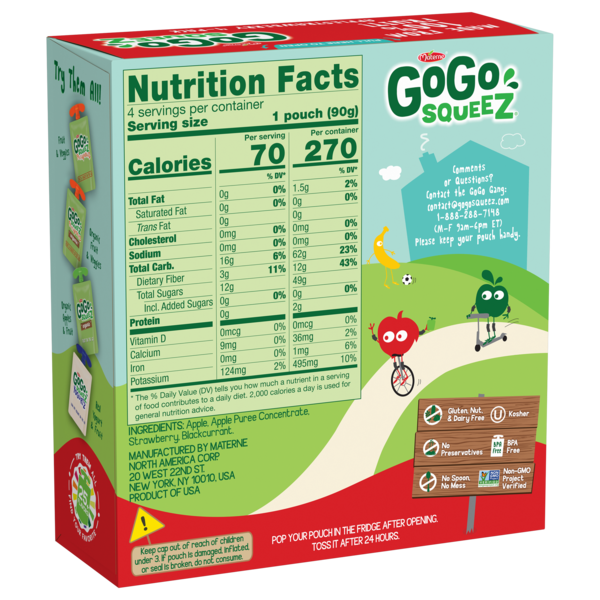 Gogo Squeez Apple Strawberry-12 Each-12/Case