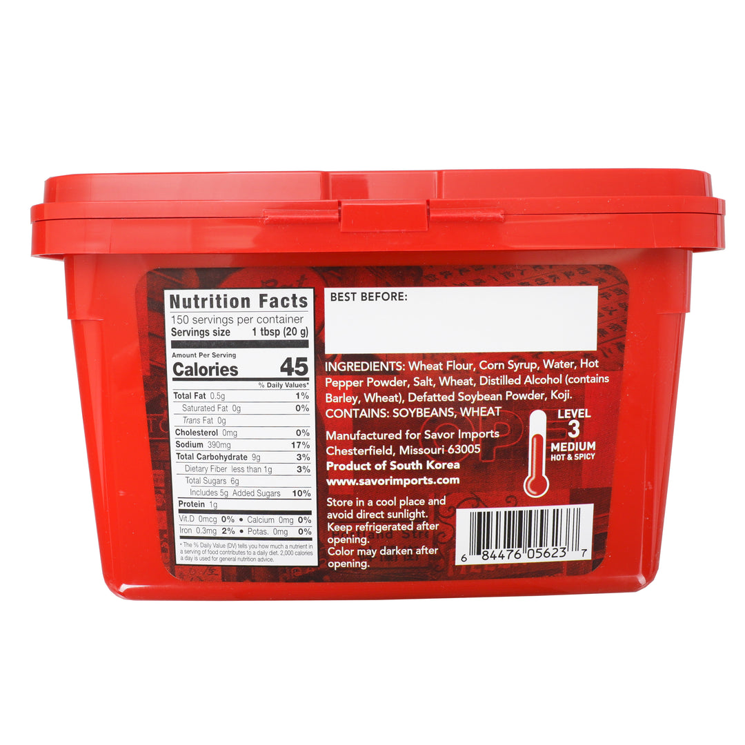 Savor Imports Gochujang Hot Pepper Paste-3 Kilogram-4/Case