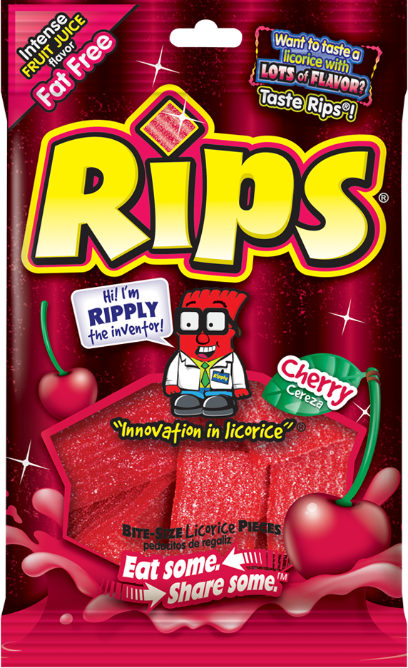 Rips Bite Size Cherry Pieces Peg Bag-4 oz.-12/Case