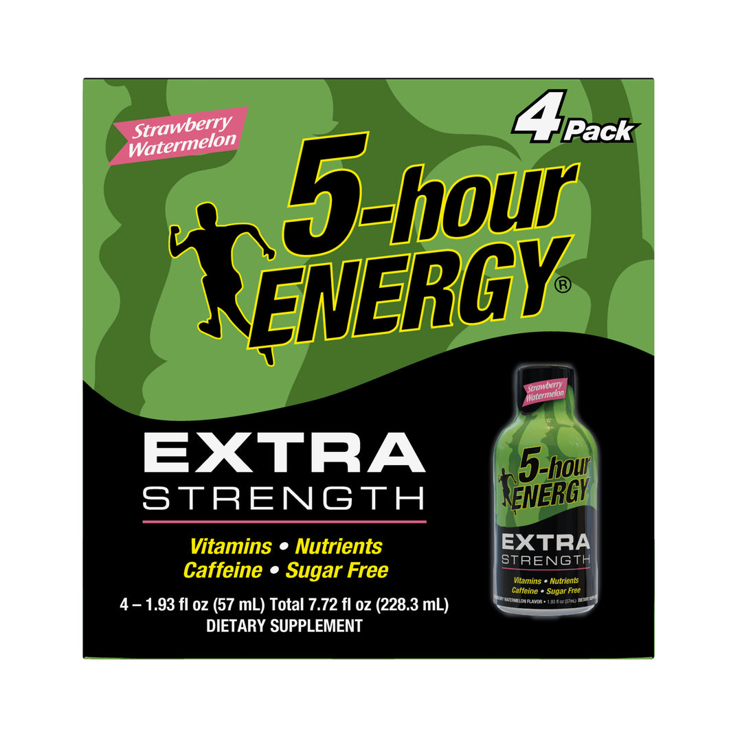 5-Hour Energy Energy Drink Strawberry Watermelon Extra Strength 4 Pack-7.72 fl oz.s-12/Case