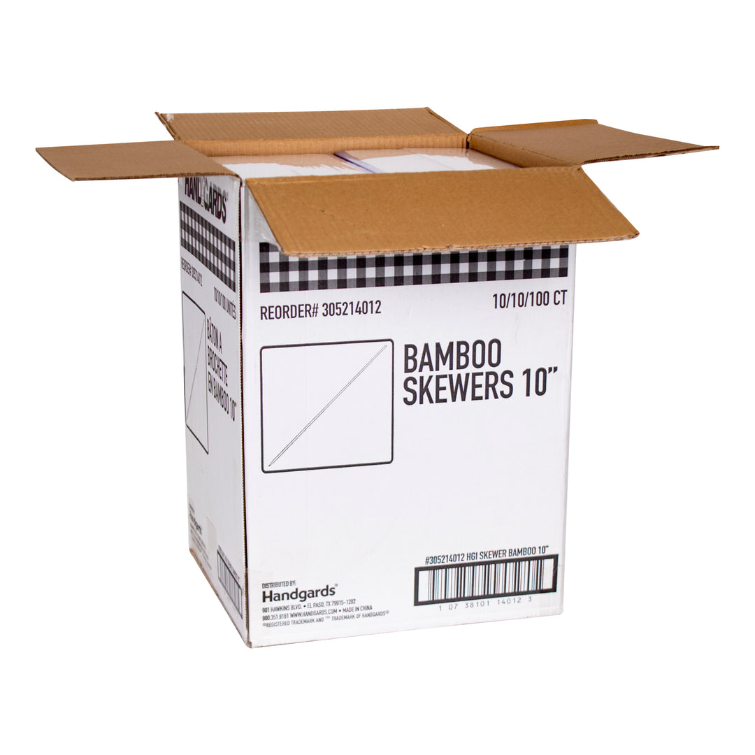 Handgards 10 Inch Bamboo Skewer-100/Bag-100 Each-10/Box-10/Case
