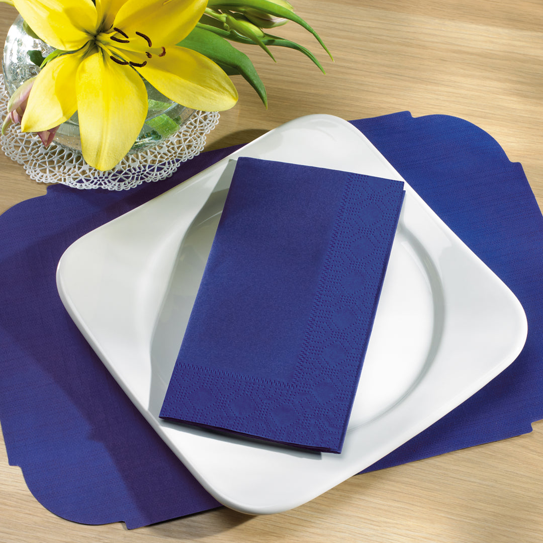 Hoffmaster 15 Inch X 17 Inch 2 Ply 1/8 Fold Paper Navy Dinner Napkin-125 Each-8/Case