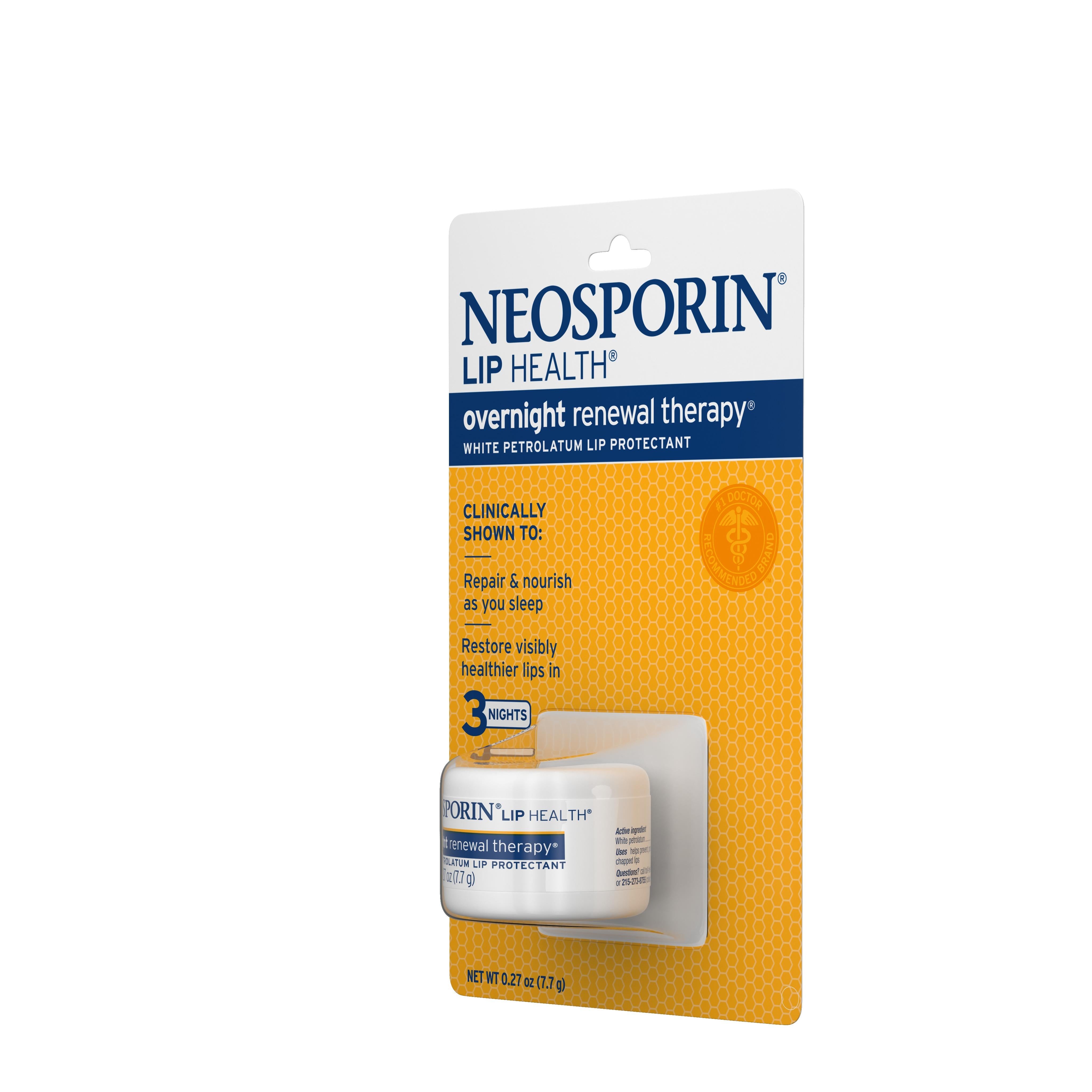 Neosporin Lip Health Overnight Renewal Therapy White Petrolatum
