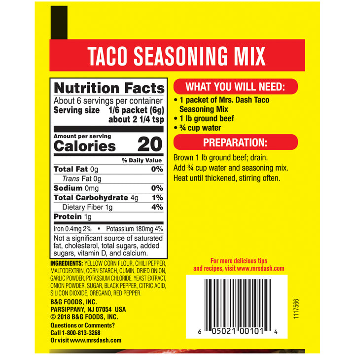 Dash All Natural Taco Seasoning Mix-1.25 oz.-12/Case