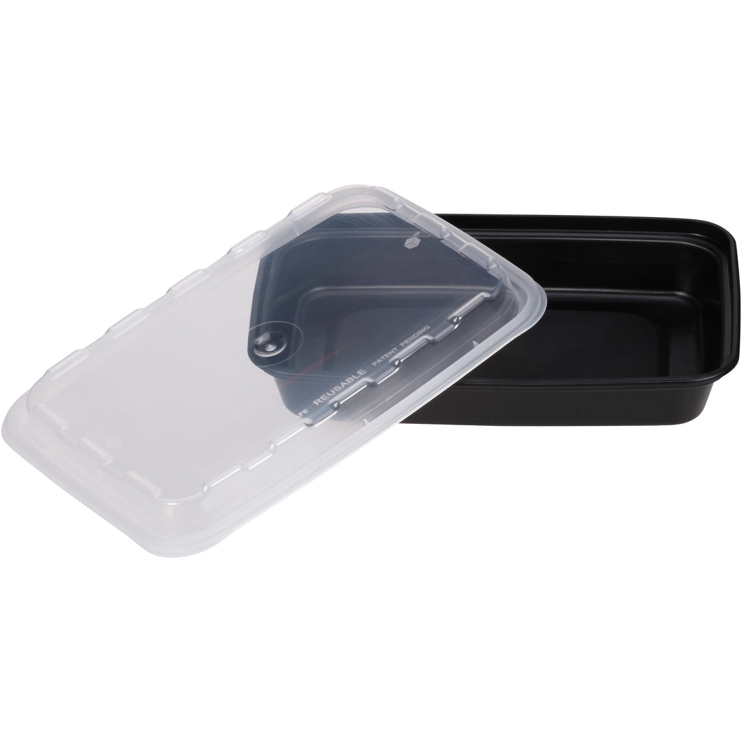 Cubeware 12 oz. Rectangular Container Black Base With Clear Lid-150 Set-1/Case