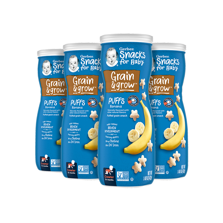 Gerber Graduates Non-Gmo Banana Puffs Cereal Baby Snack Canister-1.48 oz.-6/Case