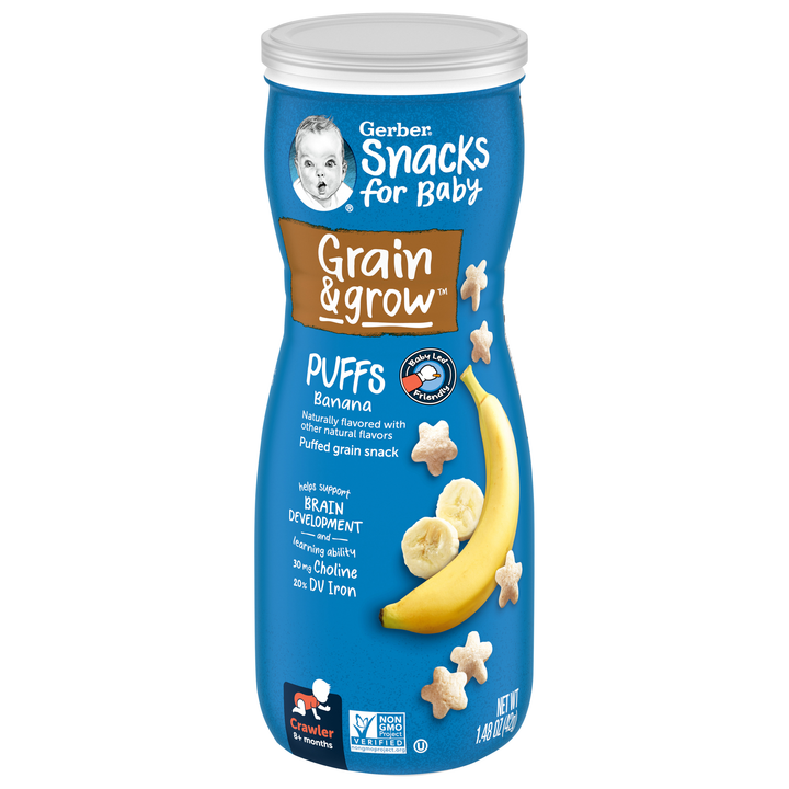 Gerber Graduates Non-Gmo Banana Puffs Cereal Baby Snack Canister-1.48 oz.-6/Case