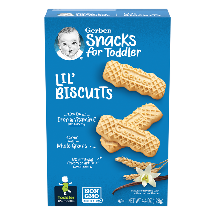 Gerber Graduates Non-Gmo Whole Grain Vanilla Lil Biscuits Toddler Snack Bar 8/4.44 Oz.