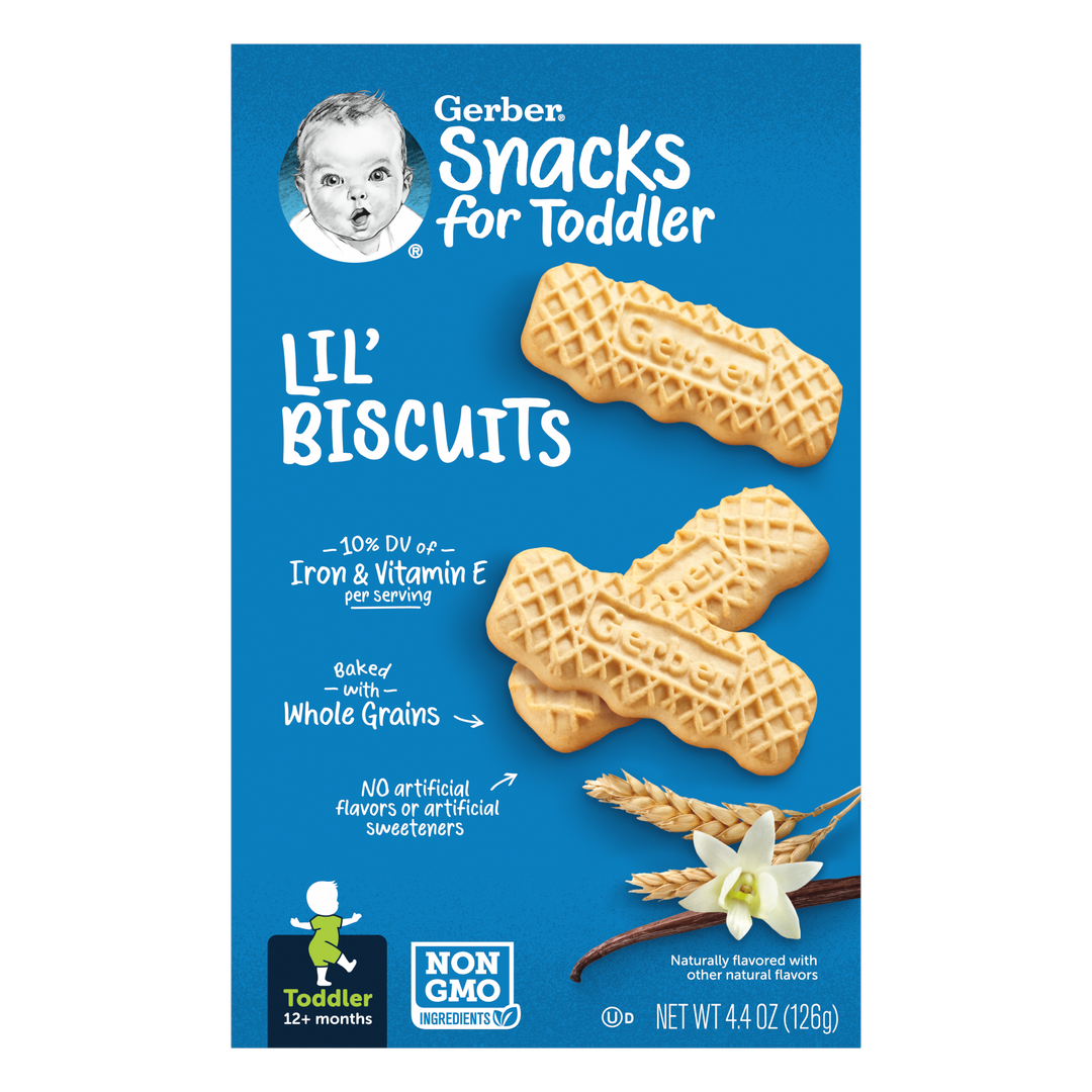 Gerber Graduates Non-Gmo Whole Grain Vanilla Lil Biscuits Toddler Snack Bar 8/4.44 Oz.