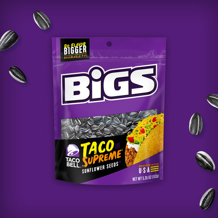 Bigs Taco Bell Taco Supreme Shelled Sunflower Seeds-5.35 oz.-12/Case