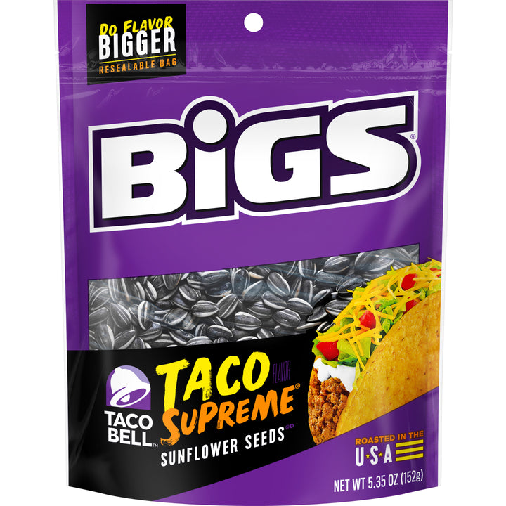 Bigs Taco Bell Taco Supreme Shelled Sunflower Seeds-5.35 oz.-12/Case
