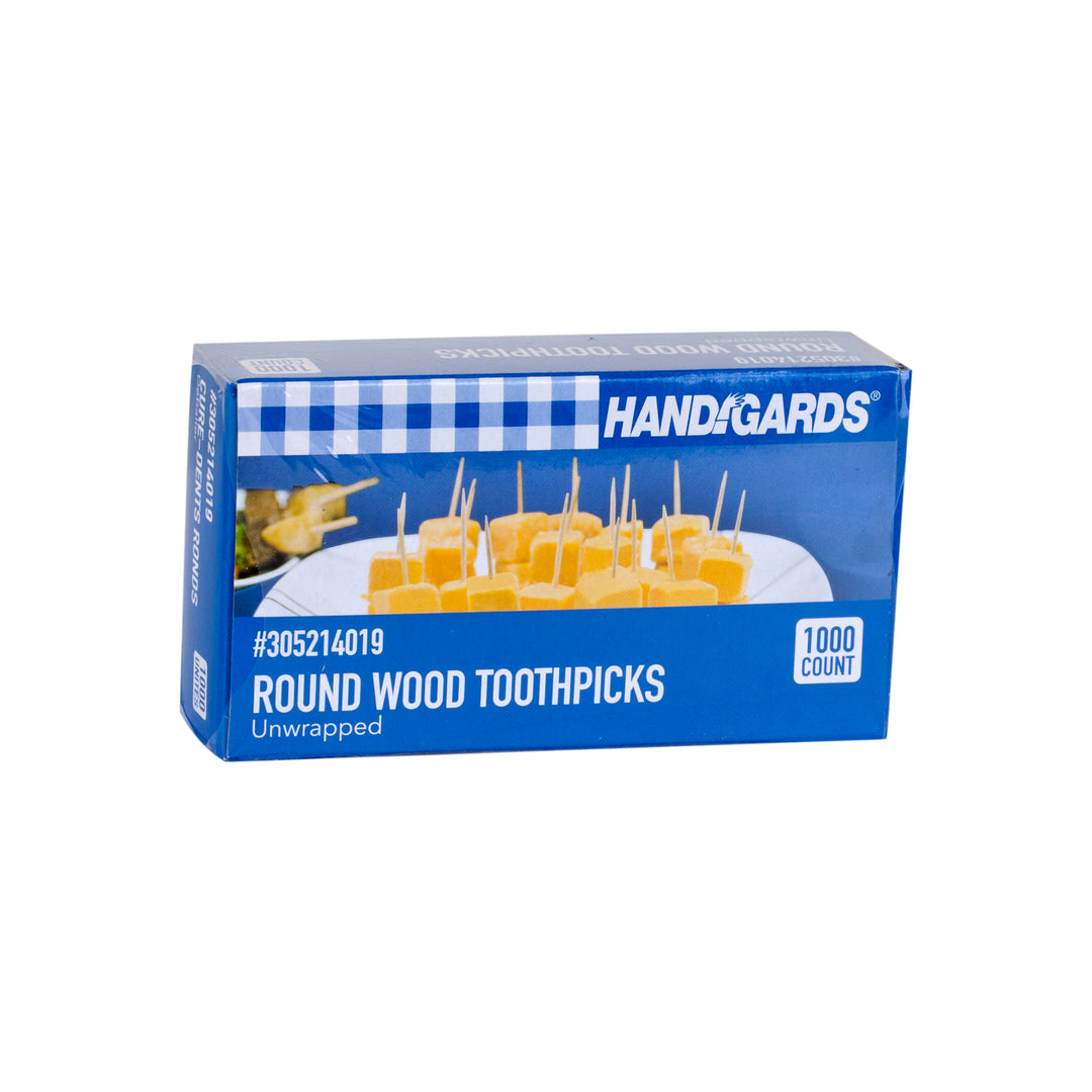 Handgards 2.5 Inch Round Wood Toothpick-1000 Each-1000/Box-12/Case