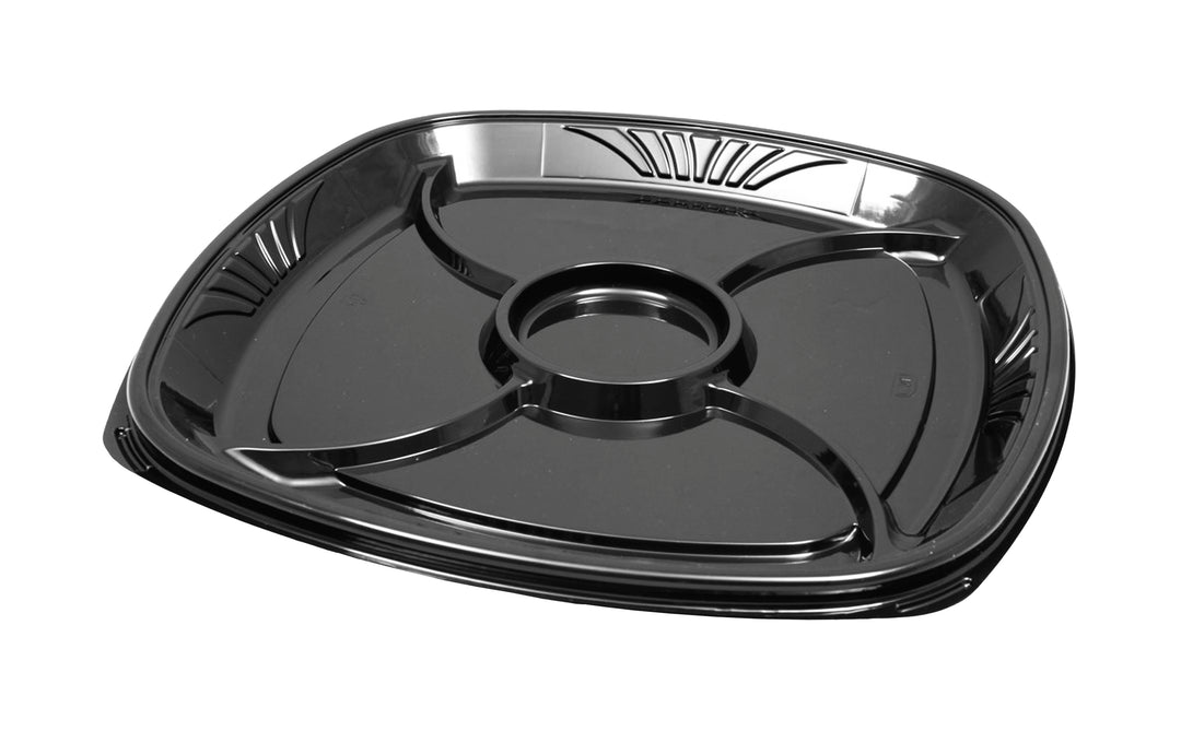 D & W Fine Pack Forum 16" Black-High Gloss-Shallow Tray Container-25 Each-25/Box-2/Case