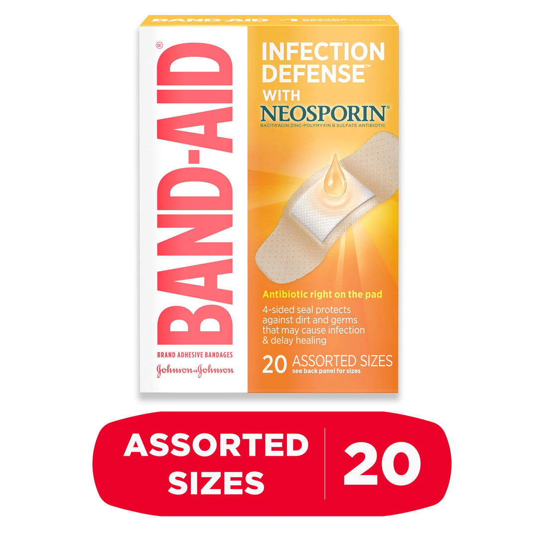 Band Aid Infection Defense With Neosporin Assorted Bandages Box-20 Count-6/Box-4/Case