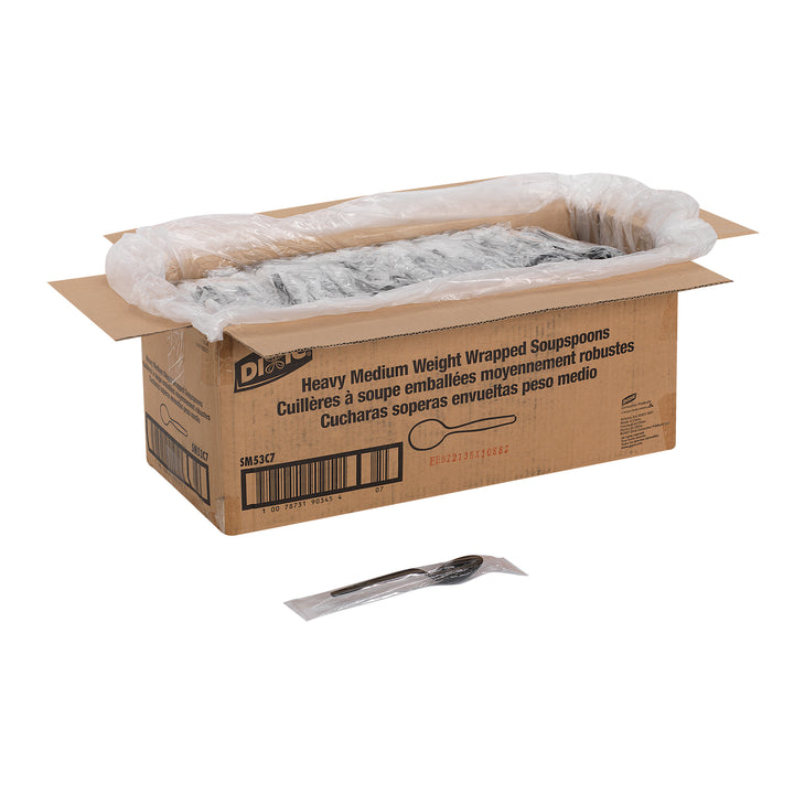 Dixie Medium Weight Polystyrene Individually Wrapped Black Soup Spoon-1000 Count-1/Case