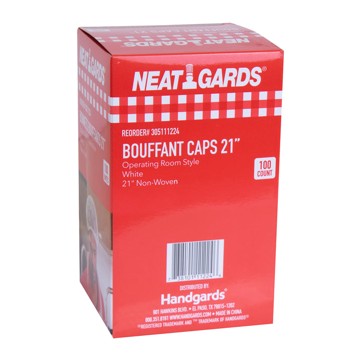 Neatgards 21 Inch Paper White Pleated Bouffant Cap-100 Each-100/Box-5/Case
