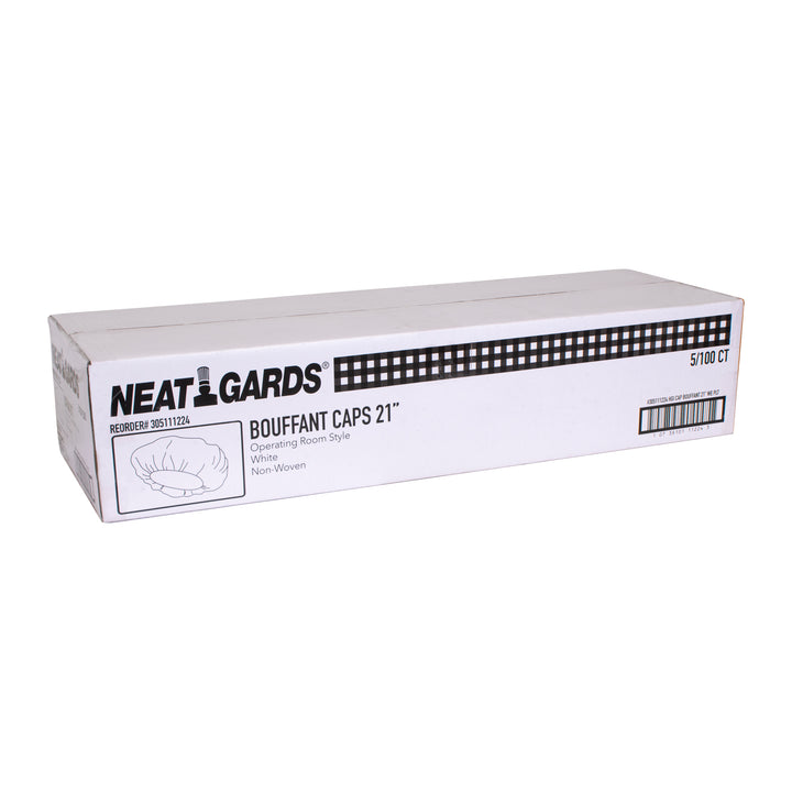 Neatgards 21 Inch Paper White Pleated Bouffant Cap-100 Each-100/Box-5/Case