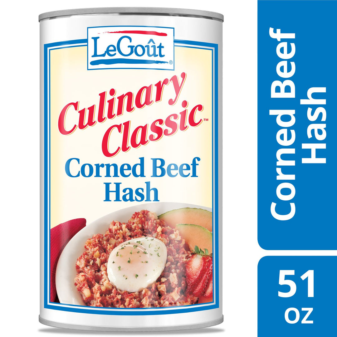 Legout Corned Beef Hash Heat & Serve Canned Entree-51 oz.-12/Case