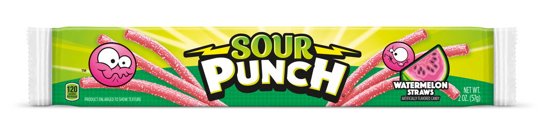 Sour Punch Watermelon Straws-2 oz.-24/Box-12/Case