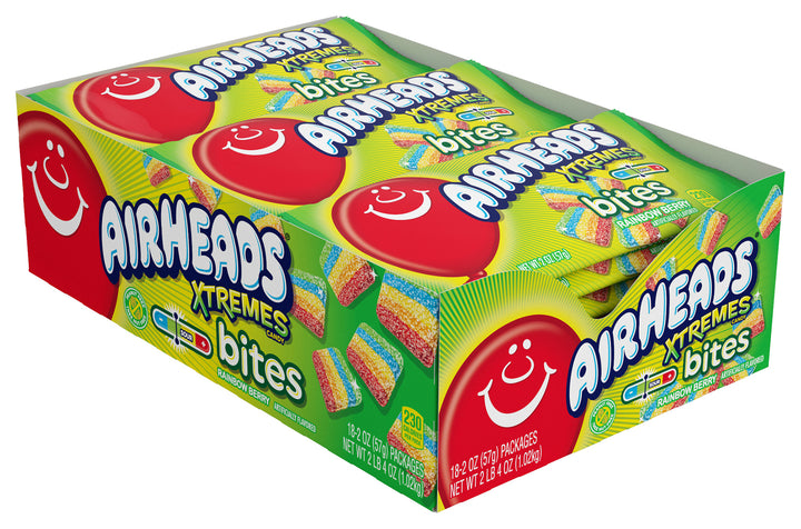 Airheads Rainbow Berry Xtremes Bites Gummy Candy-0.125 lb.-18/Box-8/Case
