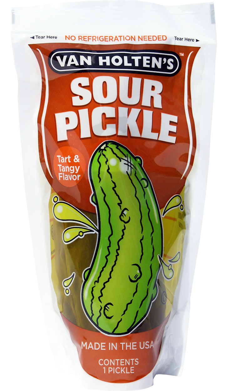 Van Holten's Jumbo Sour Pickle Whole Single Serve Pouch-1 Each-12/Case