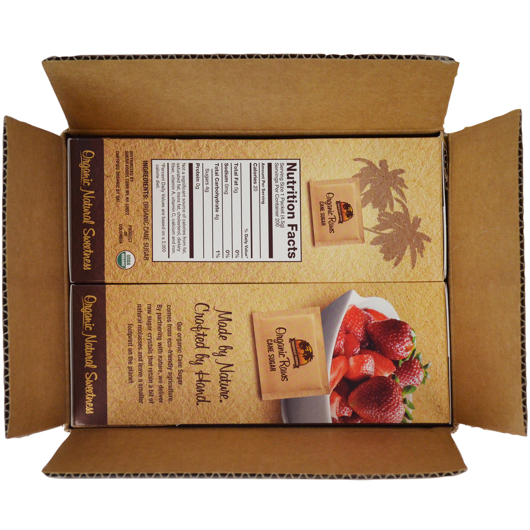 Organic Raws Turbinado Sugar-4.5 Gram-200/Box-2/Case