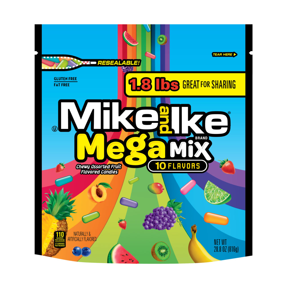 Mike & Ike Mega Mix Stand Up Bag-28.8 oz.-6/Case