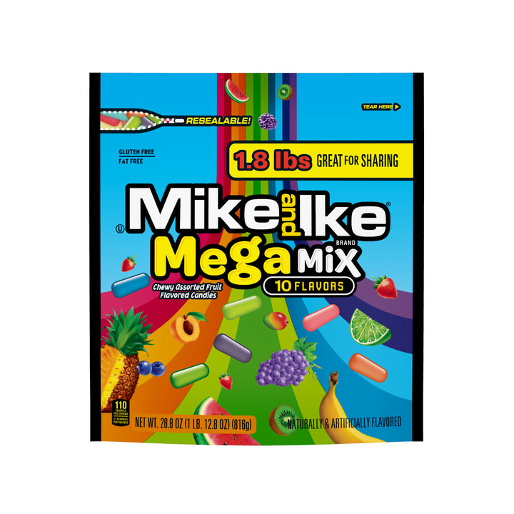 Mike & Ike Mega Mix Stand Up Bag-28.8 oz.-6/Case