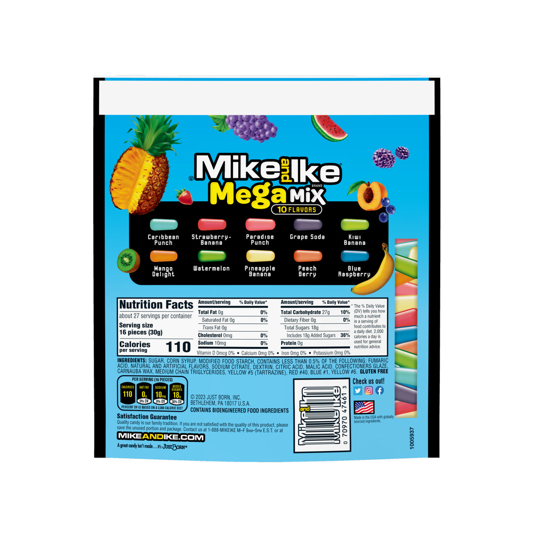 Mike & Ike Mega Mix Stand Up Bag-28.8 oz.-6/Case