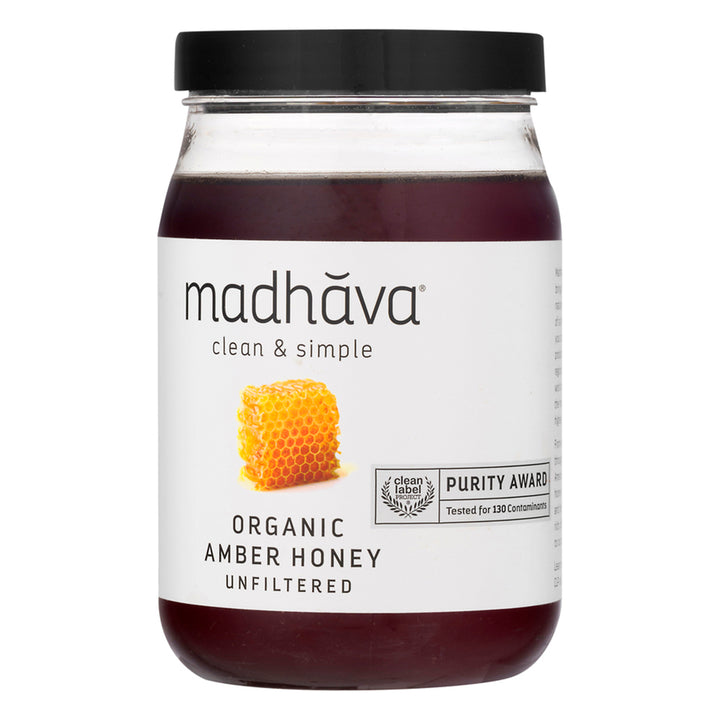 Madhava Organic Pure And Raw Honey Jar-22 oz.-6/Case