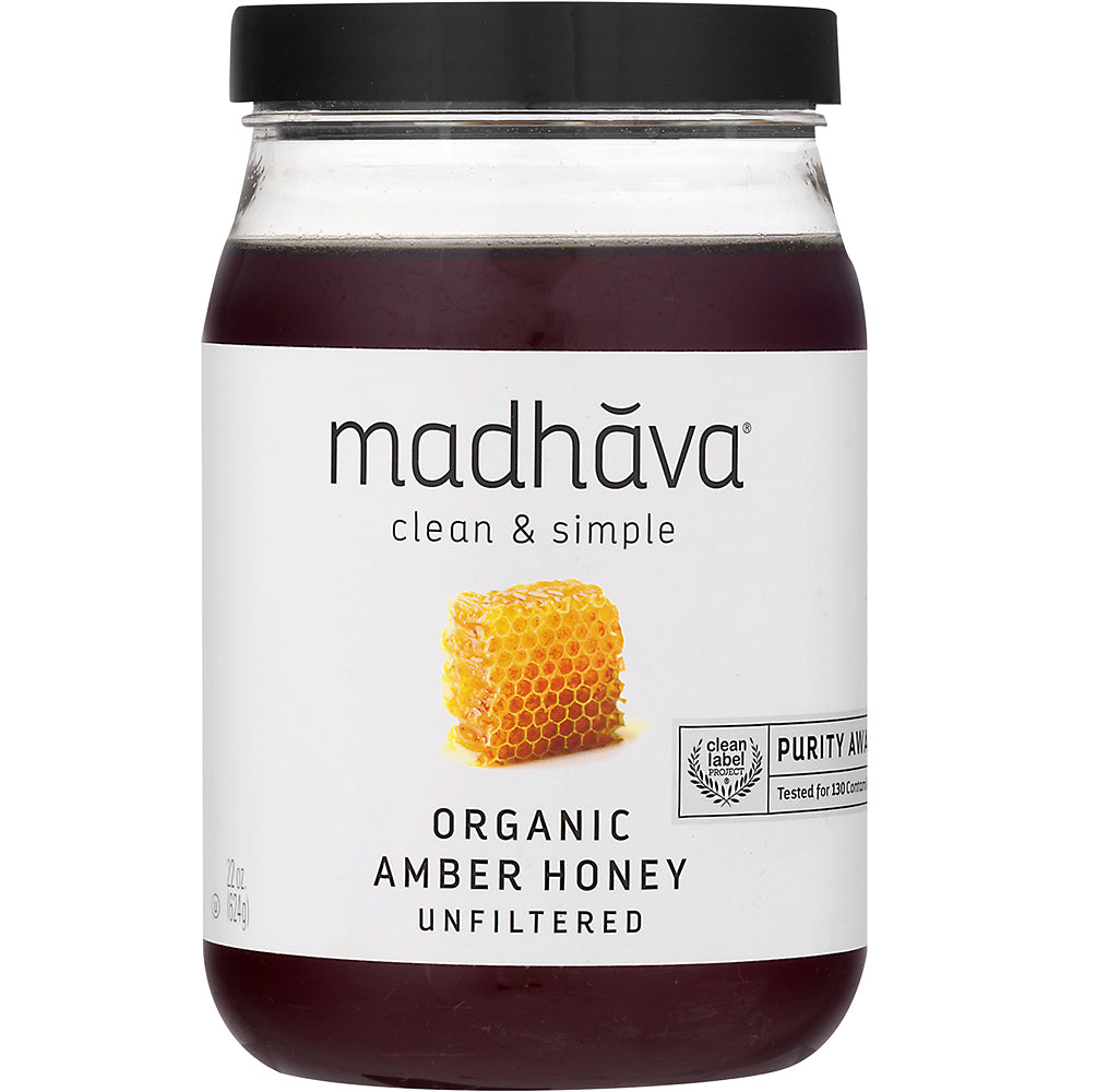 Madhava Organic Pure And Raw Honey Jar-22 oz.-6/Case