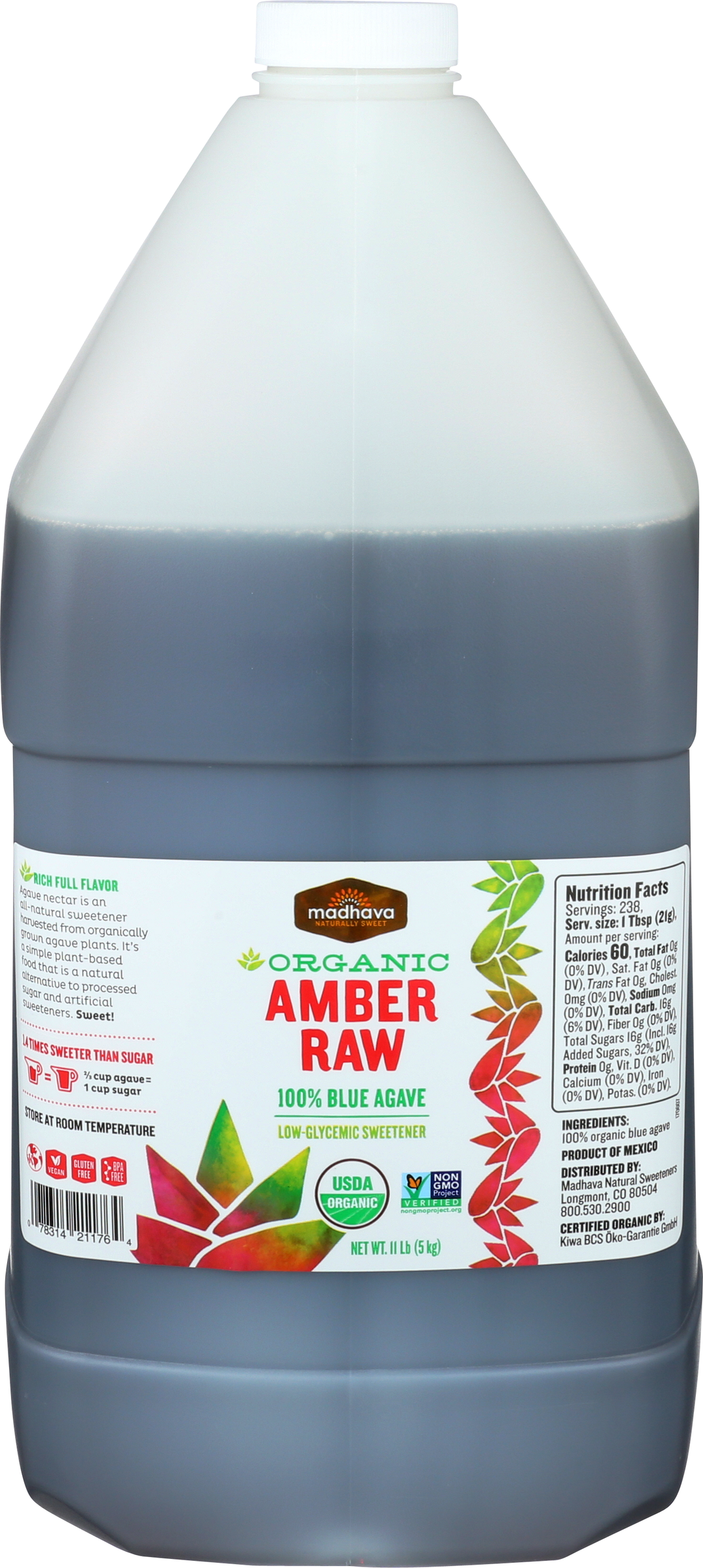 Madhava Organic Amber Raw Agave-11 lb.-4/Case