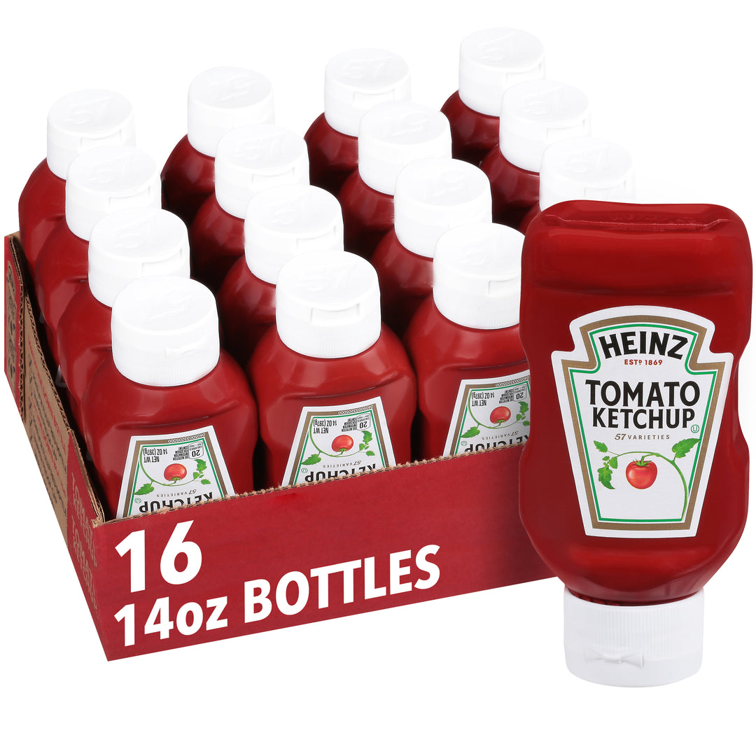 Heinz Red Plastic Top Down Ketchup Bottle-14 oz.-16/Case
