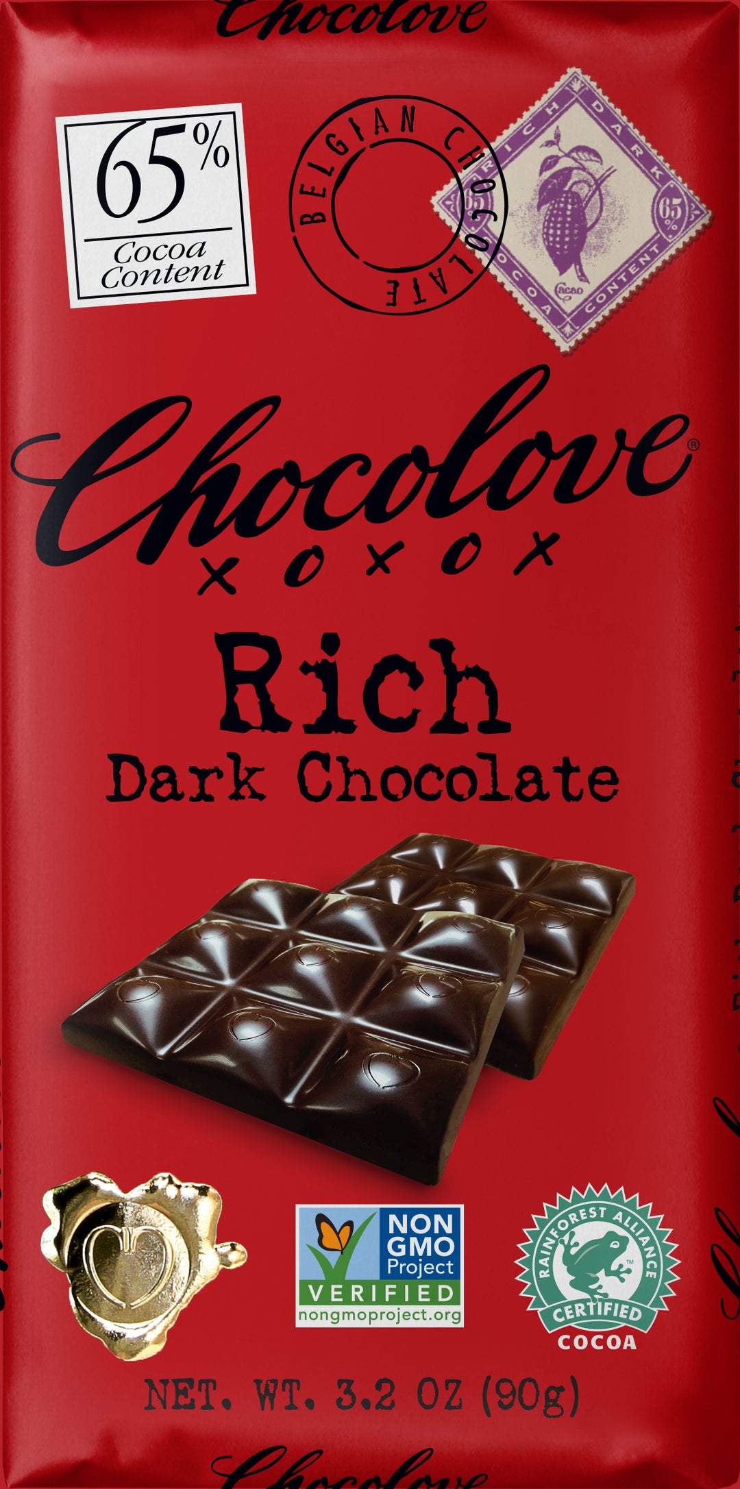 Chocolove Rich Dark Chocolate-3.2 oz.-12/Box-12/Case