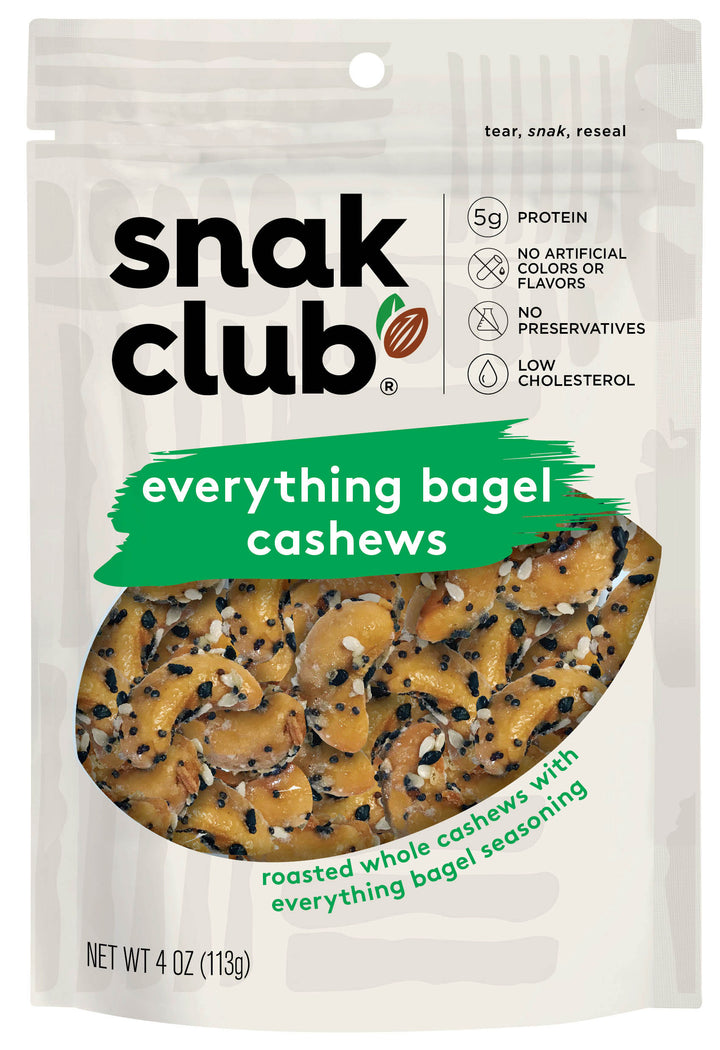 Snak Club Small Gusset Bag Everything Bagel Cashews-4 oz.-6/Case