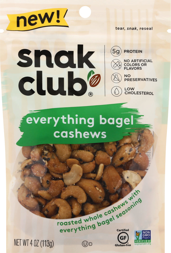 Snak Club Small Gusset Bag Everything Bagel Cashews-4 oz.-6/Case