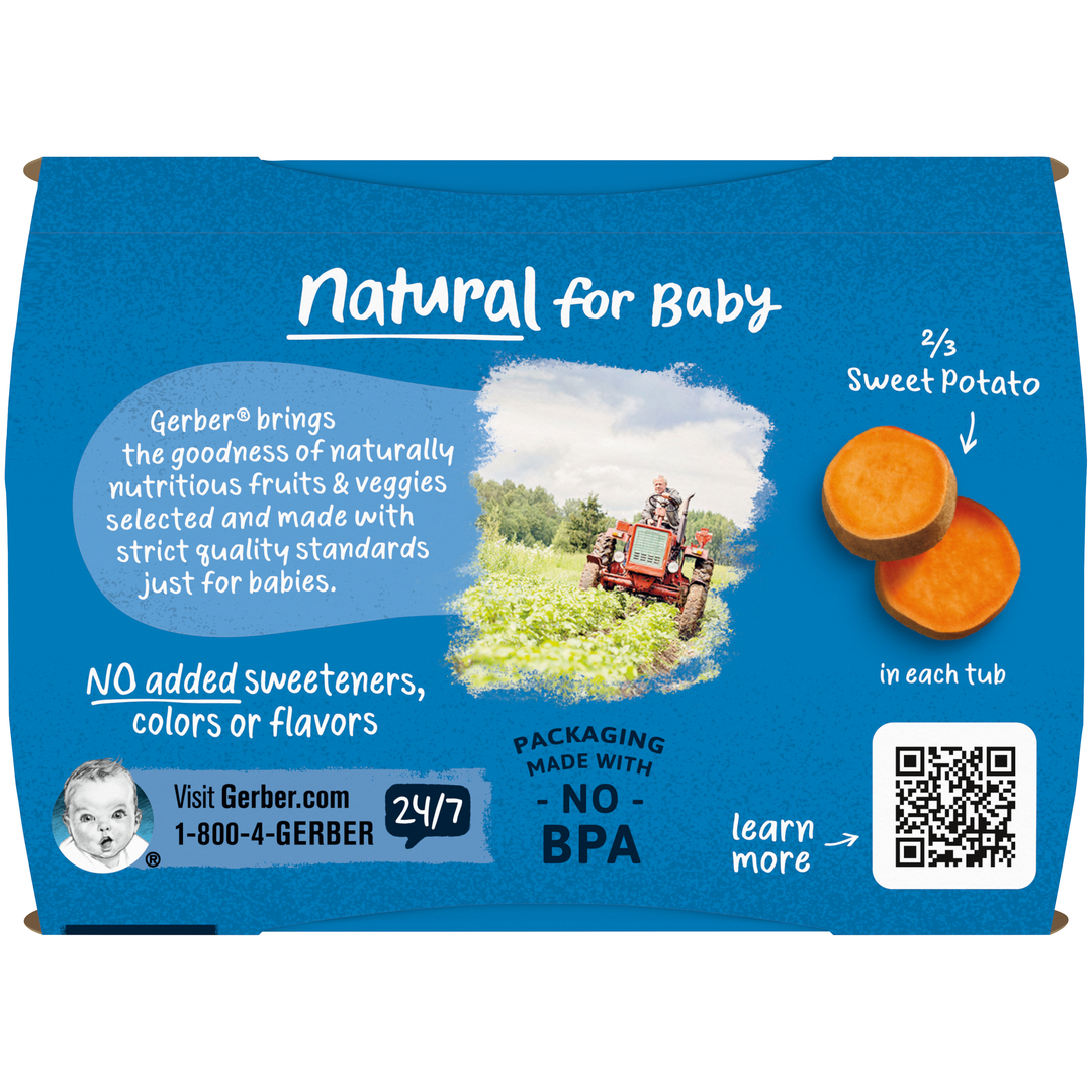 Gerber 2Nd Foods Non-Gmo Sweet Potato Puree Baby Food Tub-2X 4 Oz Tubs-8 oz.-8/Case