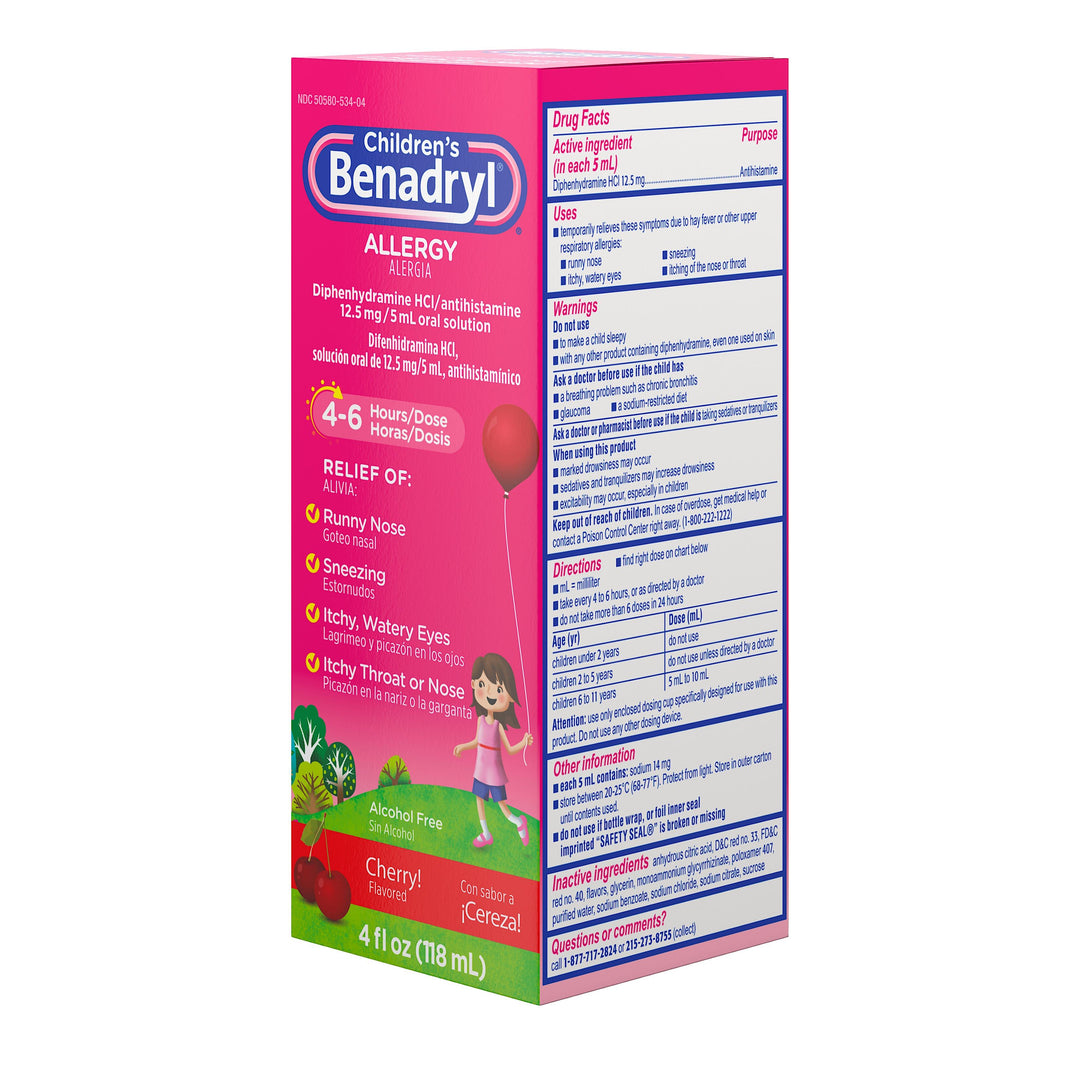 Benadryl Children's Benadryl Allergy Cherry-4 fl oz.s-3/Box-12/Case