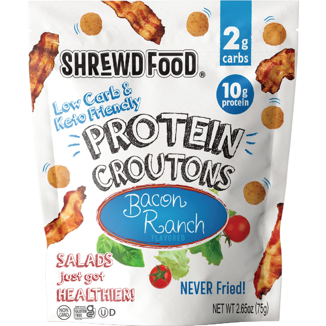 Shrewd Food Bacon Ranch Protein Crouton Bag-2.65 oz.-12/Case