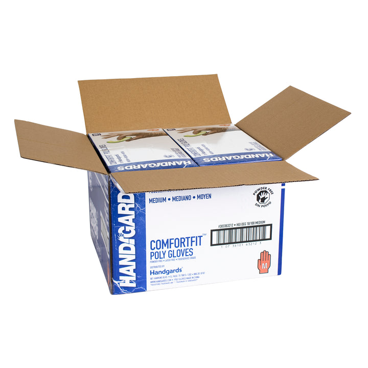 Handgards Comfortfit Powder Free Latex Free Medium Poly Glove-100 Each-100/Box-10/Case
