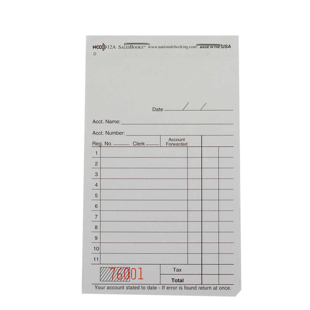 National Checking 3.5 Inch X 5.63 Inch 2 Part Carbon White 11 Line Salesbook-5000 Each-1/Case
