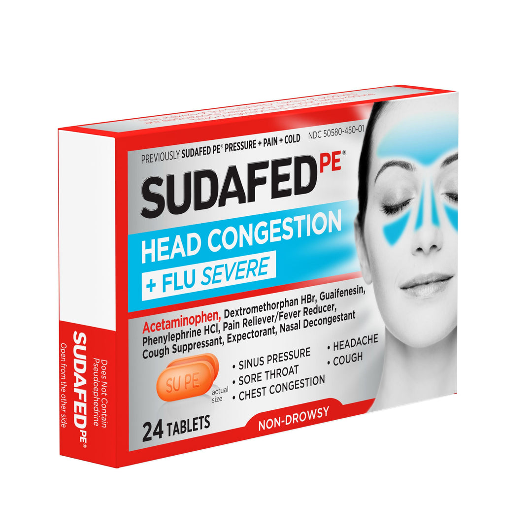 Sudafed Head Congestion Plus Flu 24 Count Tablets 72/24 Cnt.