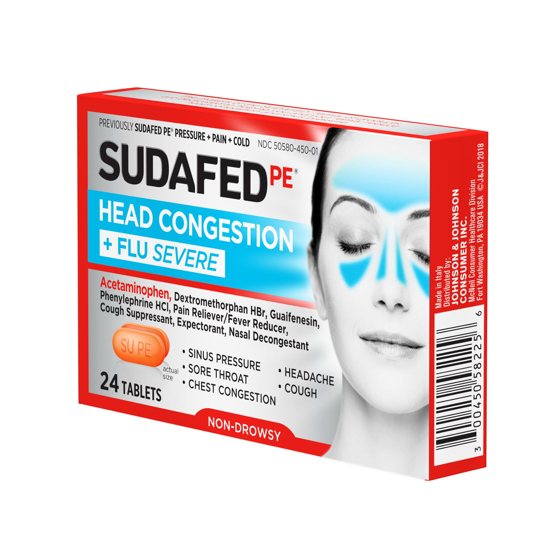 Sudafed Head Congestion Plus Flu 24 Count Tablets 72/24 Cnt.