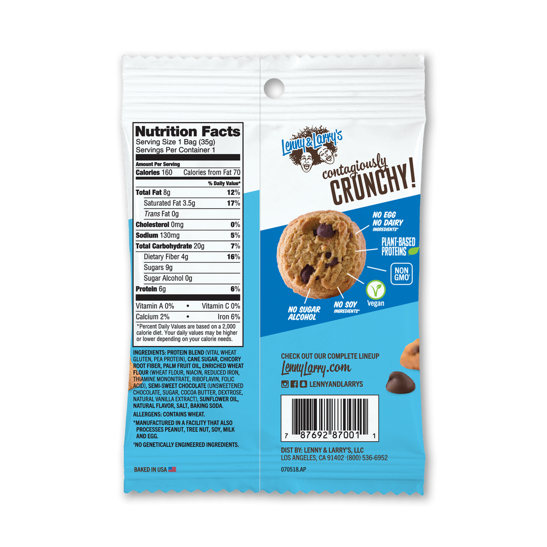 Lenny & Larry's Crunchy Cookie Complete Chocolate Chip Crunchy Cookie-1.25 oz.-12/Box-6/Case
