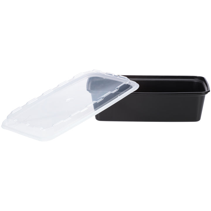 Cubeware 38 oz. Rectangular Container Black Base With Clear Lid-150 Set-1/Case