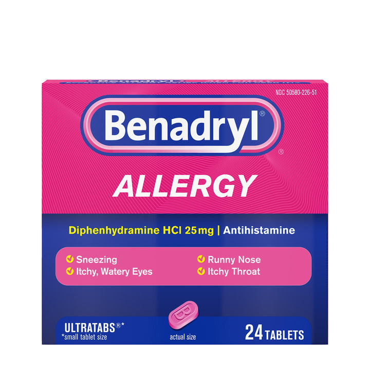 Benadryl Allergy Antihistamine 25 Mg Tablets-24 Count-6/Box-4/Case