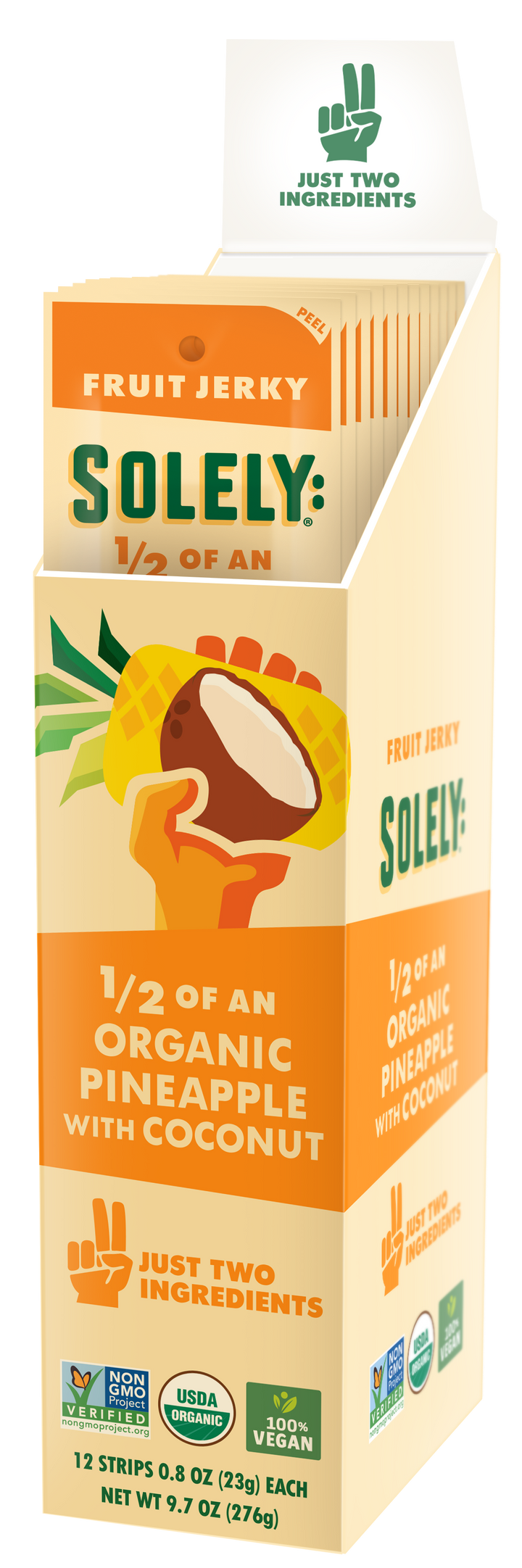 Solely Fruit Jerky Pineapple Coconut-0.8 oz.-12/Box-6/Case
