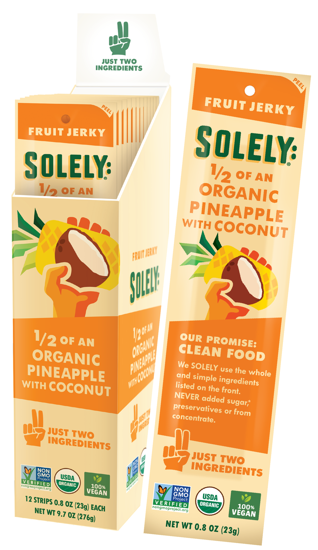 Solely Fruit Jerky Pineapple Coconut-0.8 oz.-12/Box-6/Case